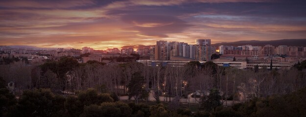 night vision city sky line park zaragoza parque grande