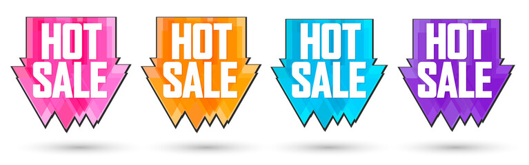 Set Hot Sale banners, discount tags design template, special offer, end of season, vector illustration 