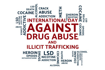 International day against drug abuse and illicit trafficking concept. Template for background, banner, card, poster with text inscription. Vector EPS10 illustration.