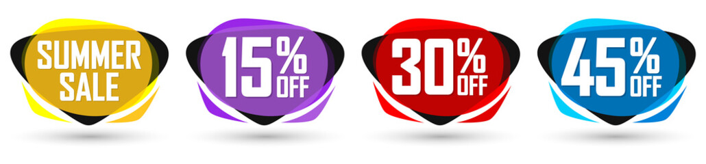 Set Summer Sale banners design template, discount tags, vector illustration