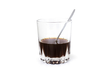 Black coffee glass bottle with white Background