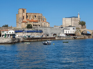 Fototapeta premium CASTRO URDIALES, SPAIN - 11 OCTOBER 2019 : Harbour of Castro Urdiales, Spain .The town, situated on the bay of Biscay. Europe