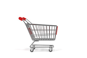 Empty shopping cart with white background, 3d rendering.