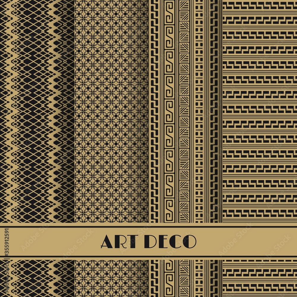 Aufkleber set of art deco seamless pattern. vector illustration vintage design. abstract seamless geometric pa