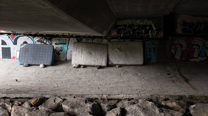 matress under a bridge