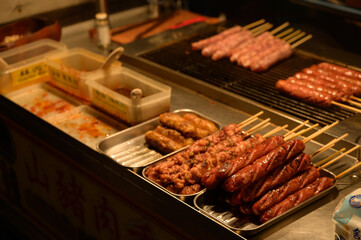 Chinese food at street night market in China town