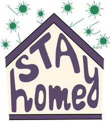 illustration caption stay at home