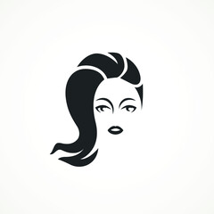 illustration of woman hair style icon, logo woman on white background,