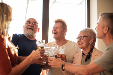 group of best old friends celebrating together .