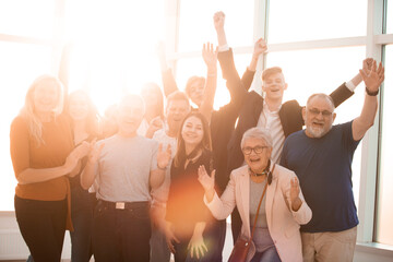 Obraz premium close up. fun big family celebrating together.