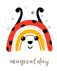 poster magical day with rainbow - vector illustration, eps
