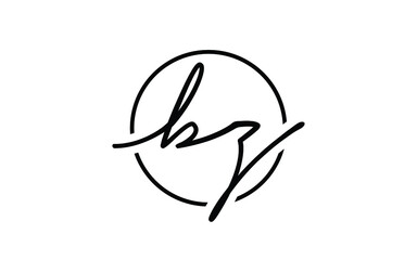 bz or zb Cursive Letter Initial Logo Design, Vector Template