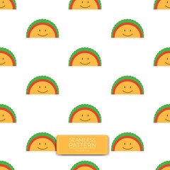 cute tacos illustration. Seamless pattern design of mexican food tacos.