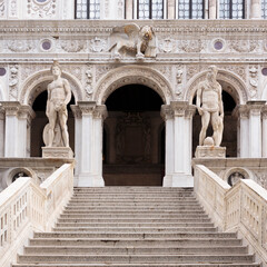 Fototapeta na wymiar Stairs in the courtyard of Palazzo Ducale, Venice, Italy