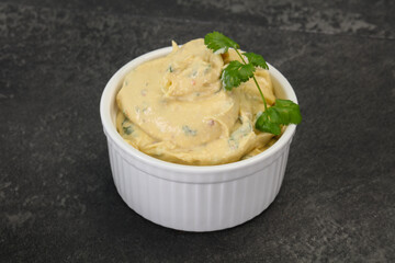 Hummus snack with olive oil
