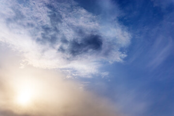Cloud landscape. Blue sky and white cloud. Sunny day.