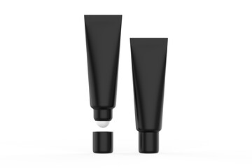 Glossy Cosmetic Tube With Ball Mock up on white background. 3d illustration