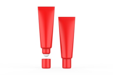 Glossy Cosmetic Tube With Ball Mock up on white background. 3d illustration