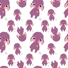 Very Cute baby elephant stands and holds a toy