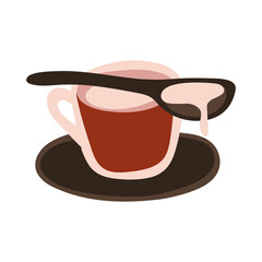 coffee cup drink with spoon free form style icon