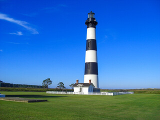 Nags Head, NC / USA - September 27, 2014: Scenic view of the Bodie Island Lighthouse on the Outer...