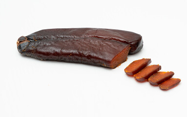 Bottarga, the dried, pressed roe of the mullet, used in the sardinian cooking