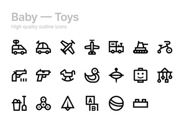 Baby toys. Kids room. Vector icons.