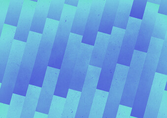 A blue and aqua diagonal geometric graphic illustration of rectangular columns with dust and scratches texture