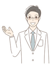 笑顔で手を差し出す正面向きの男性