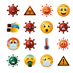 Obraz premium bundle of covid19 emojis set icons