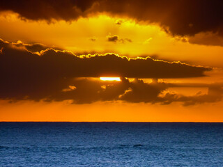 Sunset on the Indian Ocean in Grand Baie, Mauritius Island
