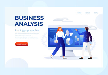 Business analysis vector illustration. Landing page template