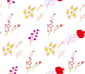 Bright color beautiful background. Tileable images from leaves and  plants. Summer theme pattern.
