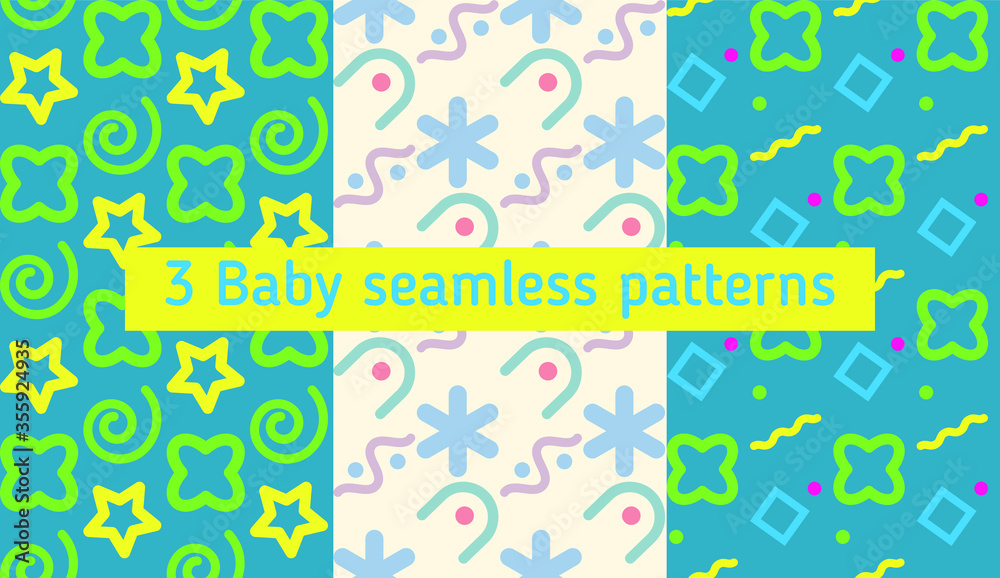 Poster image without seams. beautiful pattern on a summer theme. pattern consisting of doodle and square. b