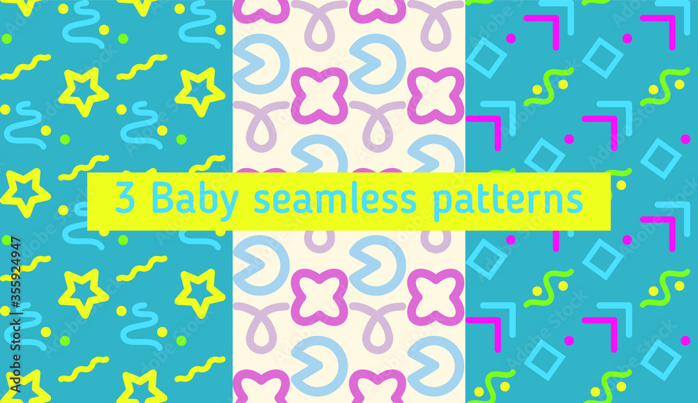 Poster image without seams. beautiful pattern on a summer theme. pattern consisting of doodle and square. b