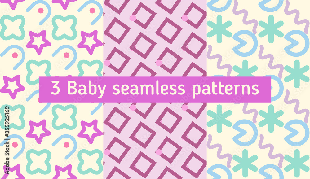 Poster image without seams. beautiful pattern on a summer theme. pattern consisting of doodle and square. b