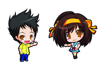 girl and boy in anime style