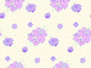 Image without seams. Beautiful pattern on a summer theme. Pattern consisting of  flowers and  herbs. Background image.
