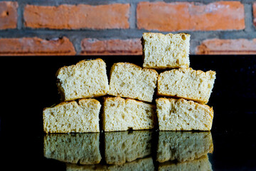 Sliced focaccia bread