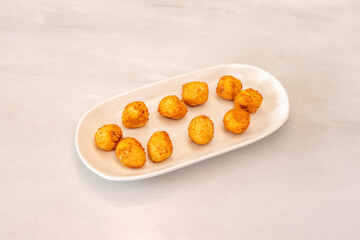 Delicious plate of ration of Spanish croquettes