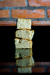 Sliced focaccia bread