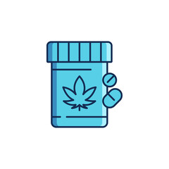 Cannabis pills bottle vector icon symbol isolated on white background