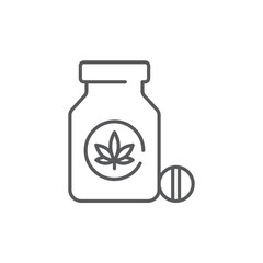 Cannabis pills bottle vector icon symbol isolated on white background