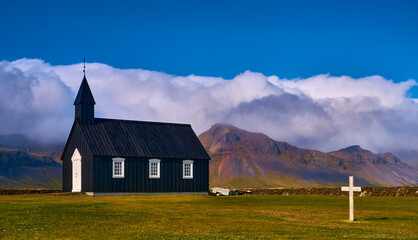 Black church in Budir, Iceland