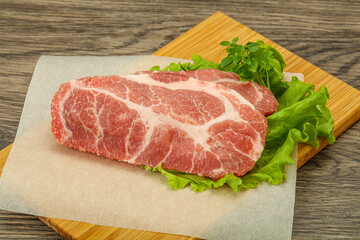 Raw pork meat neck steack