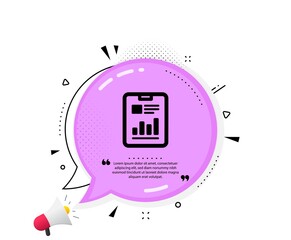 Report document icon. Quote speech bubble. Analysis Chart or Sales growth sign. Statistics data symbol. Quotation marks. Classic report document icon. Vector