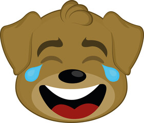 Vector illustration of a cartoon dog's face laughing

