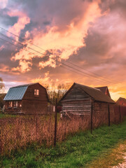 red barn in the field