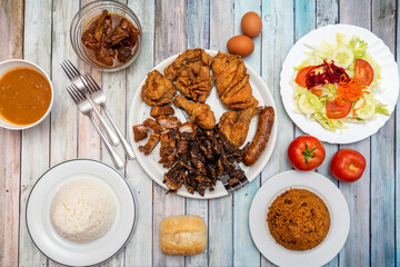 dominican food dishes set