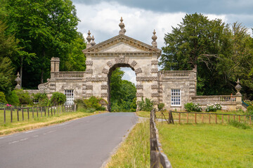 Fototapeta na wymiar Gateway of the Fonthill Estate in Wiltshire near Hindon and Tisbury. Built in 1795-1807 by James Wyatt 